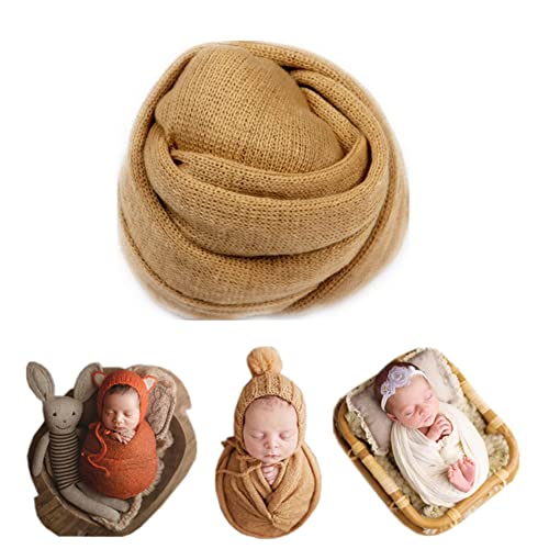 Image of Coberllus Newborn Baby Photography Props Blanket Stretch Knitted Wrap for Boys Girls Photography Shoot