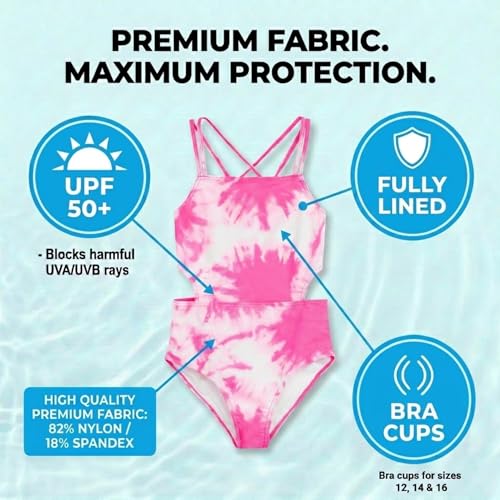 Image of Kanu Surf Girls' Beach Girl Sport Cut-Out One Piece Swimsuit