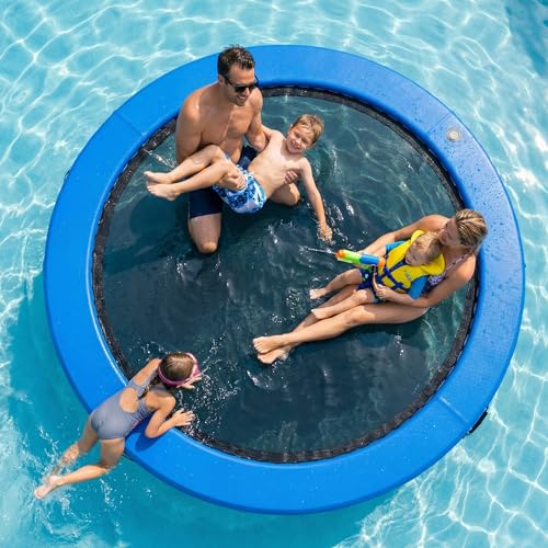 6/8/10/12FT Inflatable Water Hammock Round Floating Dock Sunchill Float Ring Tanning Pool Floats Ideal for Pool Party Lakes Oceans (Blue 8 FT)