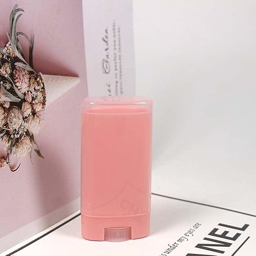 Miniatura 2 de COSIDEA 25 unidades de plástico vacío de 0.53 oz/0.5 onzas de tamaño de viaje, tubo de bálsamo labial con forma ovalada rosa, mini recipientes de
