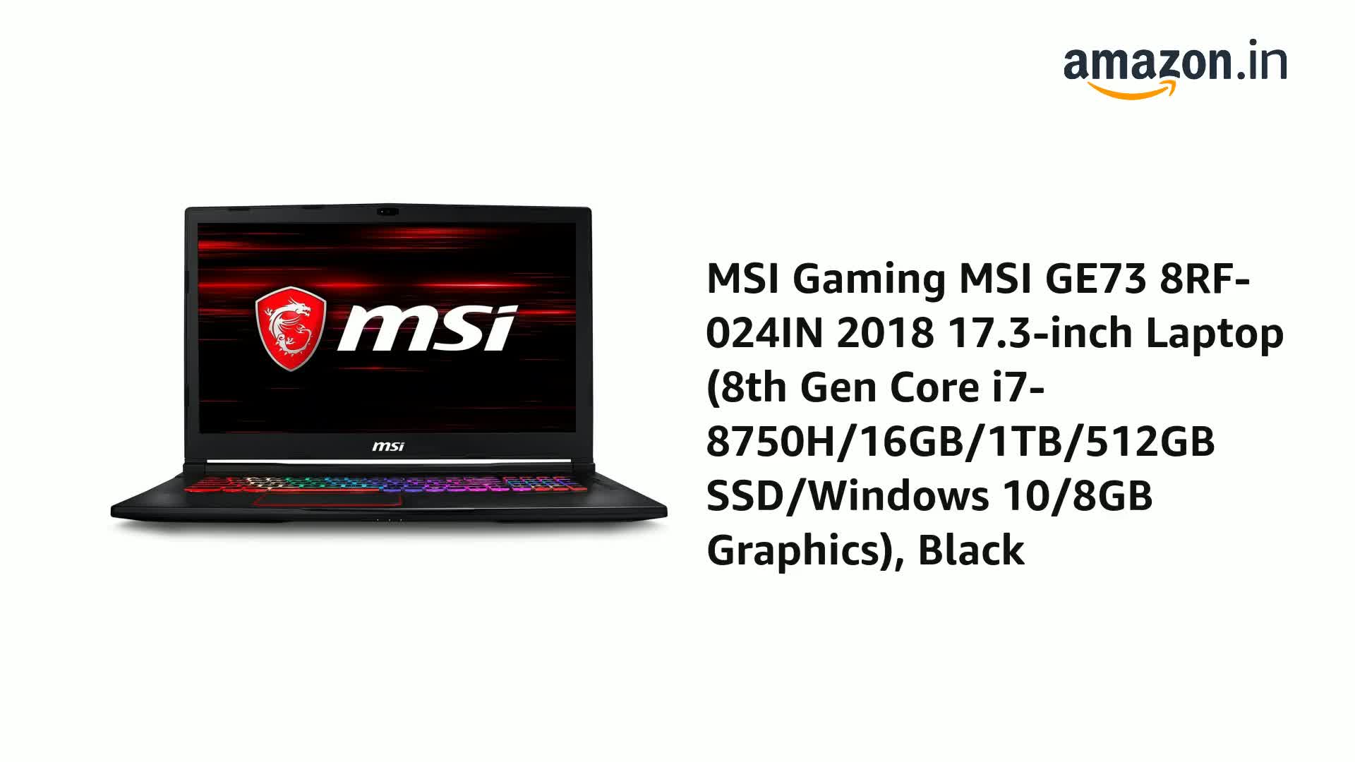 MSI Gaming GE73 8RF-024IN 2018 17.3-inch Laptop (8th Gen Core i7