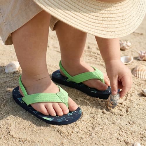 Image of Boys Girls Strap Flip Flops Sandals Cute Cartoon Unicorn Shark Toddler Flip Flop Kids Pool Beach Flat Slide Summer Water Shoes