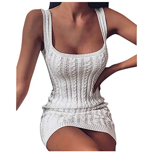 Damen Stricken Wickelkleid Ärmellos Strickkleid Bleistift Enges Kleid Sexy Kleider Hochzeit Abendkleid Kurz Bandeau Minikleid Party Cocktailkleid...