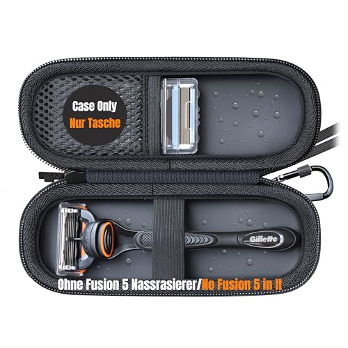Woollo Funda de PU Compatible con Gillette Fusion 5 y ProGlide Maquinilla de Afeitar Húmeda para Hombre,Portátil,Rígida,Funda de Viaje,Funda Impermeable para Maquinilla de Fusion5