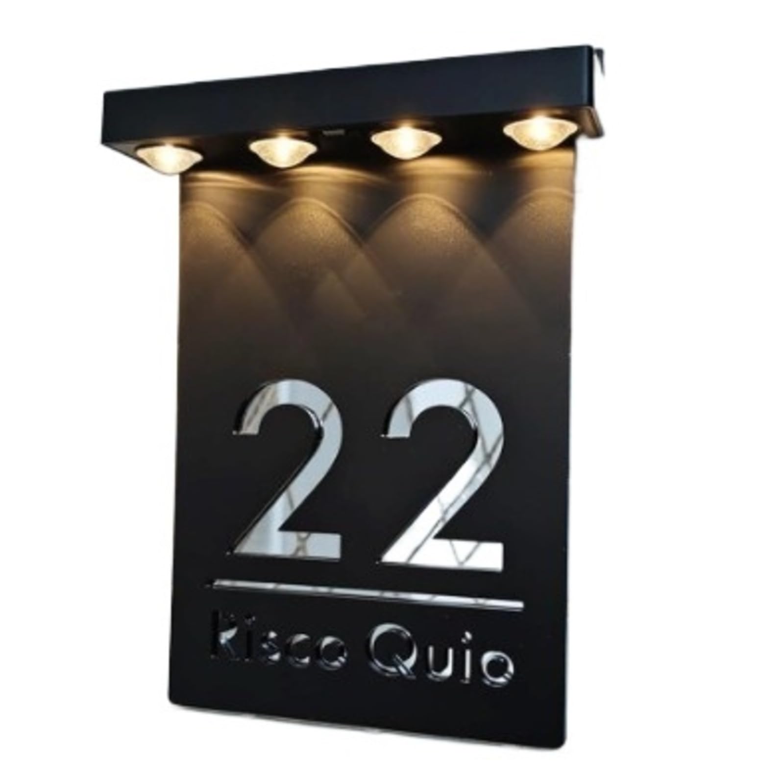Numer Domu Solarnego, Zewnętrzny znak domu słonecznego LED Light Cut Adres Tabliczka z nazwą Ulica mieszkalna do domu i ogrodu