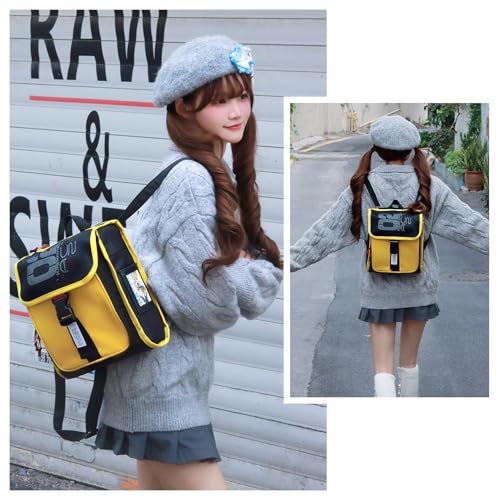 Image of FIREFIRST x Hatsune Miku & Kagamine Rin /Len Anime Backpack-Yellow | Hatsun Miku Merch,Includes Character Card,Adjustable Straps Convert into a Backpack or Crossbody Bag