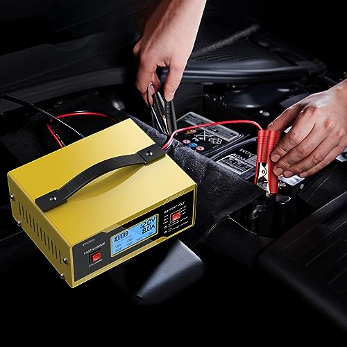 Image of AUTOUTLET Upgraded 6 /8 /12 /14 /16 /24V Battery Charger Automotive Smart Car Battery Charger and Trickle Maintainer 0-14A Fully Automatic with Cable Clamps for Lead-Acid Batteries(NOT Lithium Battery)