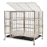 YIXIN2013SHOP Hundekisten/Zwinger Edelstahl-Hundekäfig Folding Indoor Pet Cage mit WC Haustierkäfig (Size : M)
