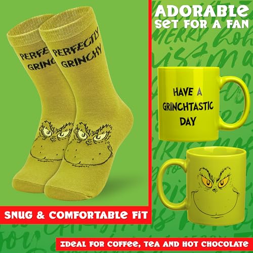 The Grinch Tasse und Socken Damen Teenager, 340ml Keramik Weihnachtstasse & Lustige Kuschelsocken Damen Größe 36-41 in Box… – Ansicht 4