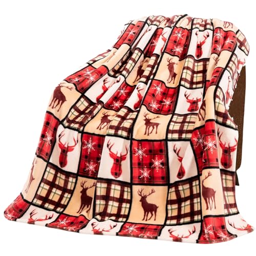 Couverture de Noël plaid buffalo en flanelle 130x150cm motif cerf - 2