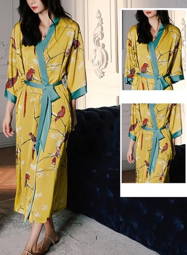 Silk Satin Robe for Women Long Japanese Kimono Robe Lightweight Soft Bathrobe Summer Luxury Dressing Gown3