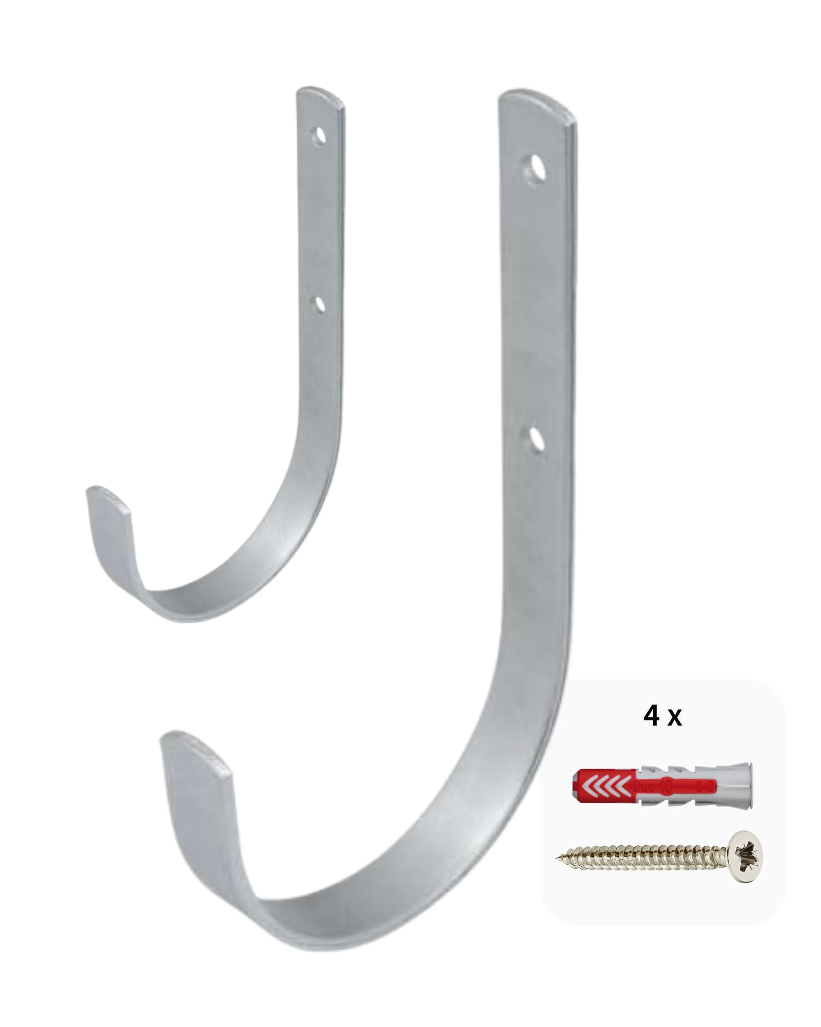 Gedotec Wall Bracket - Galvanized Steel | 2 Ladder Hooks Curved 180 x 100 mm |incl. Fastening Material | wall Hooks for screwing