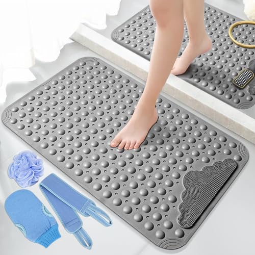 La Mejor Selección de Tapete para regadera disponible en línea para comprar. 43 5 PCS Alfombrilla para Bañera Traje,Tapete para Regadera Antideslizante,Tapete de Baño para Ducha Masaje de Pies con Ventosas y Orificio de Drenaje,Esteras Exfoliantes para...