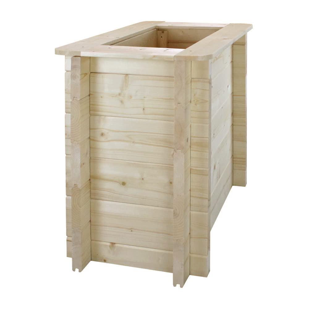 TIMBELA Carre Potager Exterieur Bois - Jardinieres Exterieur pour Jardin, Balcon, Terrasse – pour Fleurs, Herbes aromatiques, Légumes- Bois Massif pin/épicéa 28 mm, 58x38xH57 cm, M611