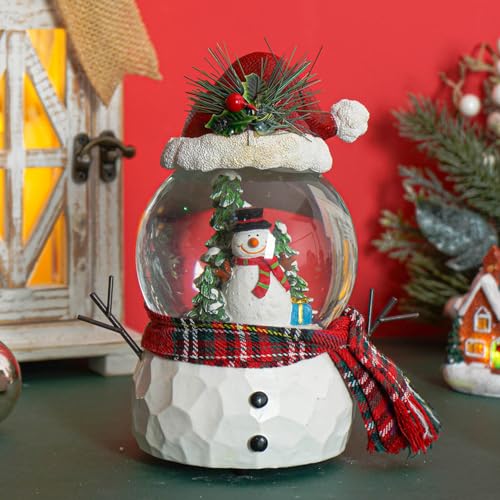 Snow Globe Christmas Water Globe Christmas Decoration Music Crystal Ball 100mm Snow Globes Snowman with Snowflakes