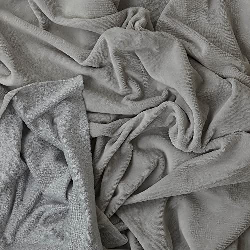 Kt KILOtela - Tissu éponge en bambou de serviette - Bavoir bébé, nouilles, serviettes - Absorbant, doux - Coupon de 100 cm de long x 150 cm de large - Gris perle - 1 mètre