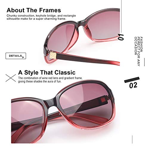 Image of SIPHEW Women's Polarized Sunglasses w UV400 Protection,Classic Sun Glasses | Vintage Sunnies,Wraparound Shade,Lightweight & Comfortable,Big Sunnies eyewear,Driving,Outdoors