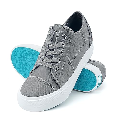 JENN ARDOR Women's Fashion Sneakers Hidden Wedges High Top Zipper Lace Up Platform Sneakers Ladies Walking Casual Canvas Slip On Comfortable Shoes3