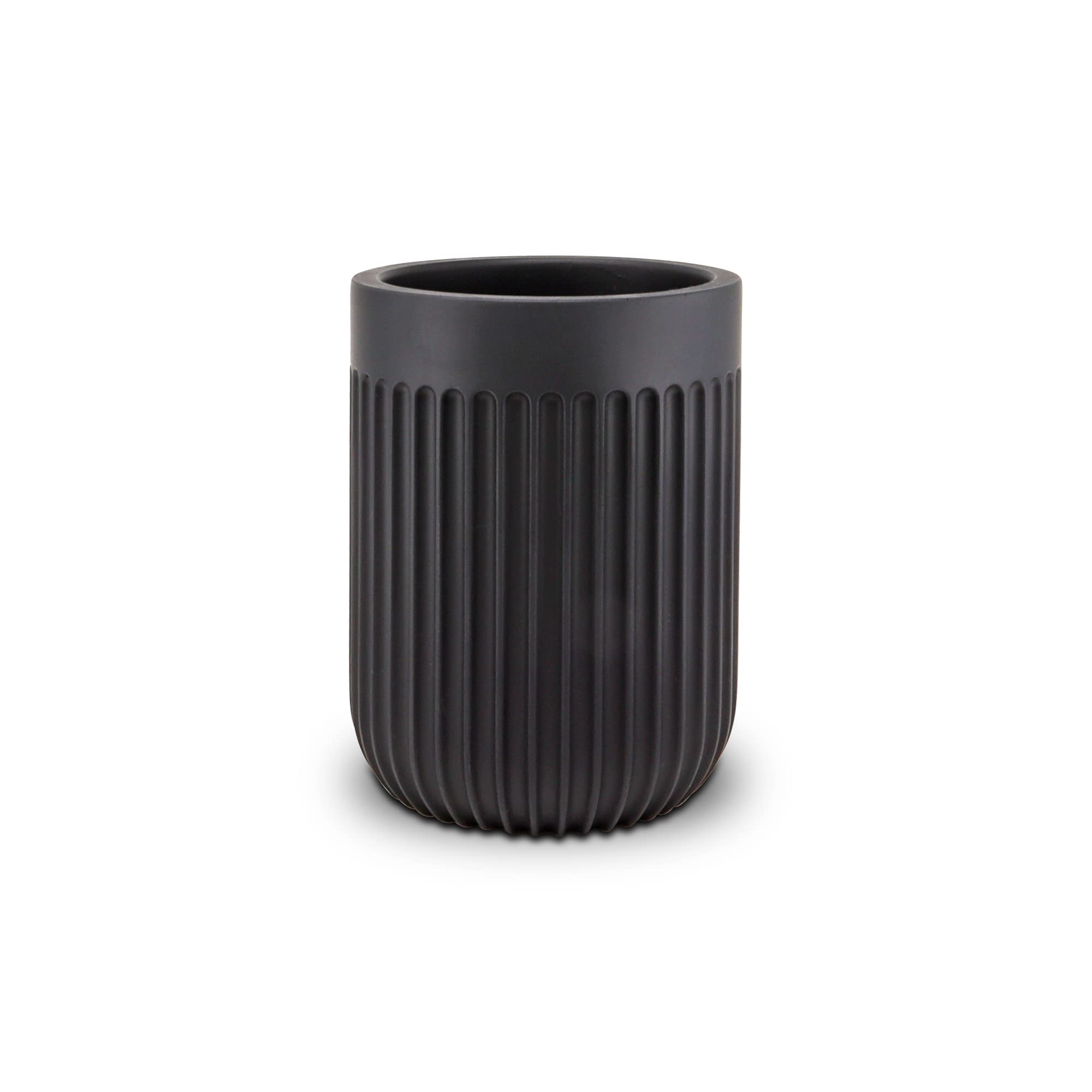 Vaso Cepillo Dientes baño | Serie Urban | Negro Mate | Resina | para baño o Cocina | 7.2 cm ∅ x 9.7 cm Alto (Negro)