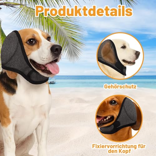 Ohrenschutz Hund, Hunde Ohrenschutz für Geräuschreduzierung für Laute Umgebungen, 45-60cm, Gehörschutz für Hunde beim Baden und Füttern