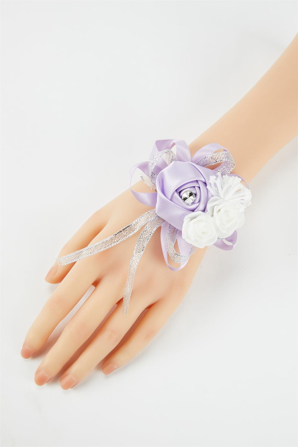 TXLEAPEY Wedding Corsages flower Groom Boutonniere Purple Silk Rose Man Brooches Wedding Bridesmaids Bracelet Wrist Corsage(Bracelet K)