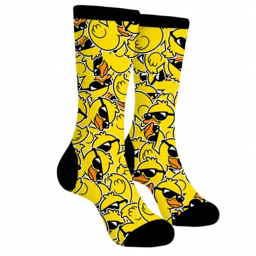 Yilad Funny Duck Novelty Crew Socks Dress Socks Casual Mid Calf Socks For Women Men Running Traveling Hiking