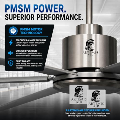 Image of 120-Inch HVLS Industrial Ceiling Fan +28,000 CFM Large Commercial Ceiling Fan with Remote, PMSM Motor, 6 Speeds, Reversible, for Warehouse, Gym, Barn, Shop, Garage | Orion 120 inch (Silver)
