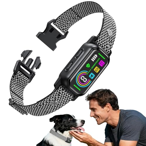 SWHC Collar Antiladridos Perros, Collar Adiestramiento Perros, Resistente Al Agua IP67,Collar Recargable,4 Modos De Adiestramiento Efectivos, Ajustable, Batería De Larga Duración (Negro)
