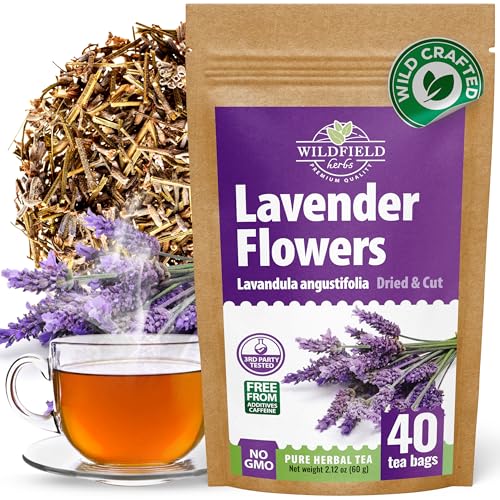 Image of 40 Bags Lavender Herb Lavender Buds Herbal Tea (Lavandula Angustifolia) - 40 Count 1.5g Bags Flowers Dried Tea Flores De Lavanda