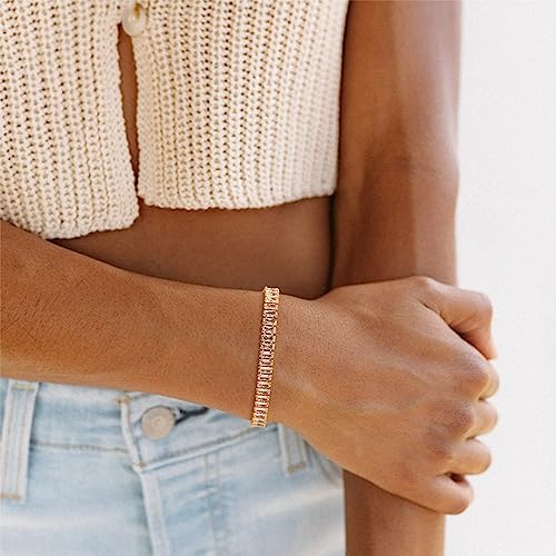 Image of MEVECCO Bracelet for Women 14K Gold Plated Dainty Chain Simple Jewelry Cute Handmade Minimalist for Her