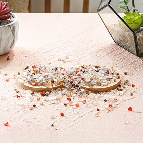 Image of T4U Crystal Chips Stone Crushed Quartz Glass 1LB - Carnelian Tumbled Gravel Small Decorative Pebbles Bulk, Mini Polished Rocks Pieces for Crafts, Vases Filler, Succulent Plants, Aquarium Gravel Rocks