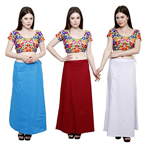 Image of Pistaa combo of 3 Women's Cotton Best Indian Readymade Inskirt Saree petticoats