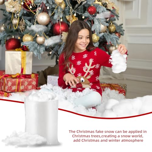 Aocster Kunstschnee Dekoschnee Künstlicher Schnee, kunstschnee Deko Weihnachten, Faser Flauschig Schneewatte Fake Schnee kunstschnee Matte für Weihnachtsbaum Winter, Weihnachtsdeko (150G)