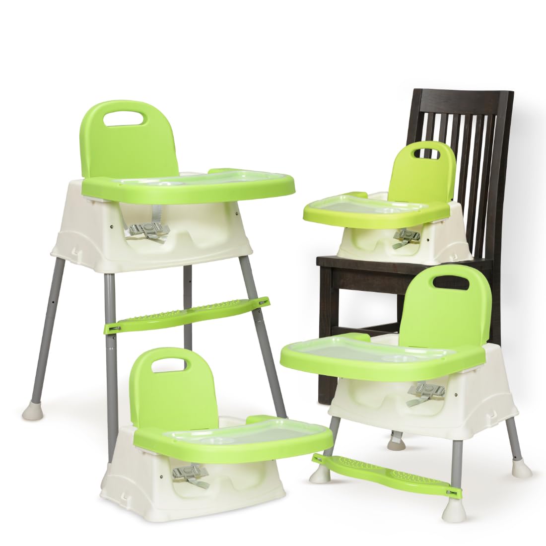 LuvLap 4 in 1 Convertible Baby High Chair with footrest, Convertible to High Chair, Low Chair, & Booster Seat, Essential for Baby Feeding (Green)