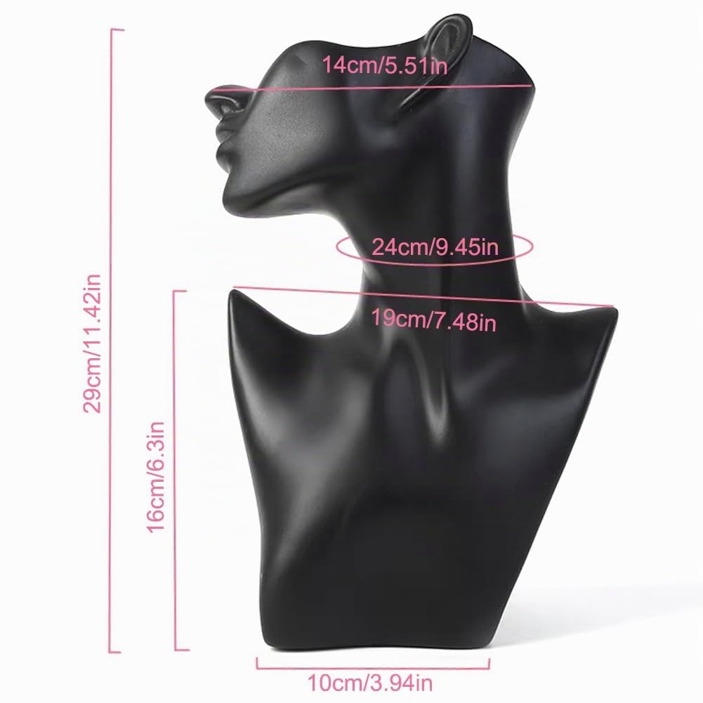 Lot de 2 présentoirs à bijoux pour tête de buste, boucles d'oreilles, mannequin, main, bracelet, bague - Noir