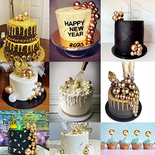25 Pcs Balls Cake Topper Ball Shaped Cake Insert Toppers Pearl Balls Cake Pick Diy Cake Insert Toppers Foam Ball Cupcake Topper For Birthday Party Christmas Wedding Anniversary Baby Shower Cake Decor (Gold) #TOP3