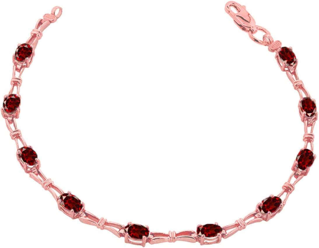 Dazzling 14k Rose Gold Personalized Genuine Birthstone Tennis Bracelet