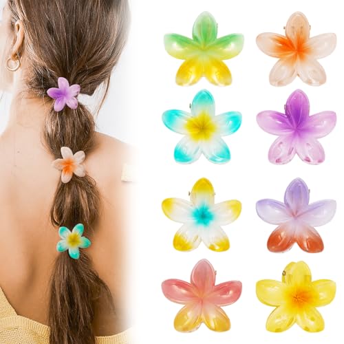 Wappltt Pinzas Pelo Flor Hawaianas 8 Clips de Garras de Flores Mini Pinzas para el Pelo de Flores Pinzas para Cabello Forma de Flor Hawaiano para Mujeres y Niñas, 4cm
