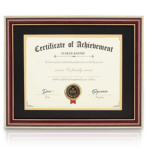 Image of ELSKER&HOME 8.5x11 Document Frame with Black Mat,Real Wood Reddish