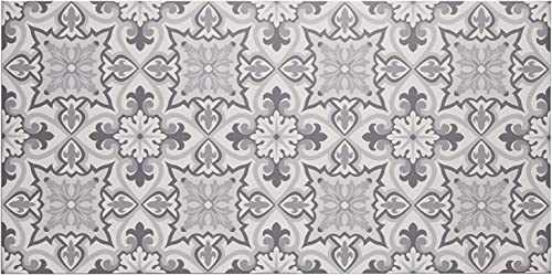 Baroni Home Tapis de Cuisine en PVC Carreaux Motif Faïence, Tapis Cuisine Antidérapant et Lavable, Maioliques Gris, 60X120 cm