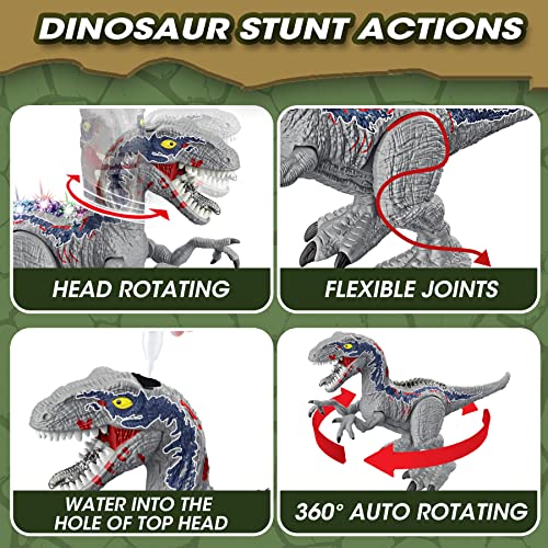 Remote Control Dinosaur Toys For Kids Large Rc Dinosaur Robot With Simulated Flame Spray 360° Rotation Rechargeable Jurassic Velociraptor Electric Dinosaur Toys For 3 4 5 6 7+ Years Gift For Boys #TOP1