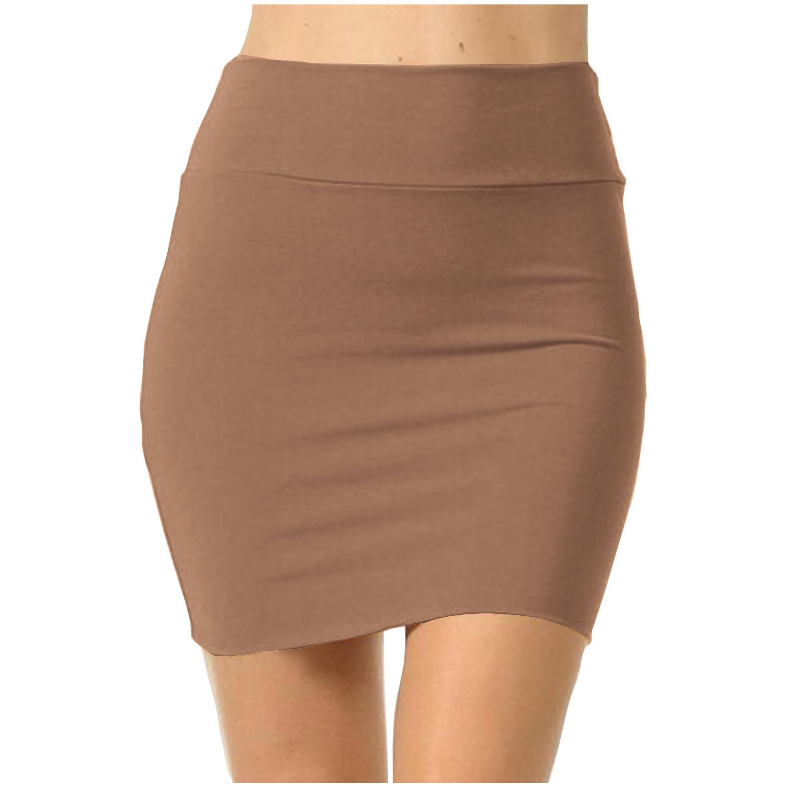 XUNRYAN Womens Work Skirts Basic Stretchy Office Bodycon Tube Pencil Mini Skirt Mid Thigh Length Short Summer Fashion