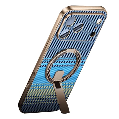 For IPhone 17 / 17 Pro / 17 Pro Max�p �{���J�[�{���t�@�C�o�[�P�[�X ? �����Y�S�ʕی�E�ϏՌ��E�}�O�l�b�g�X�^���h�@�\�t�� �����^�r�W�l�X�P�[�X,17pro,Blue