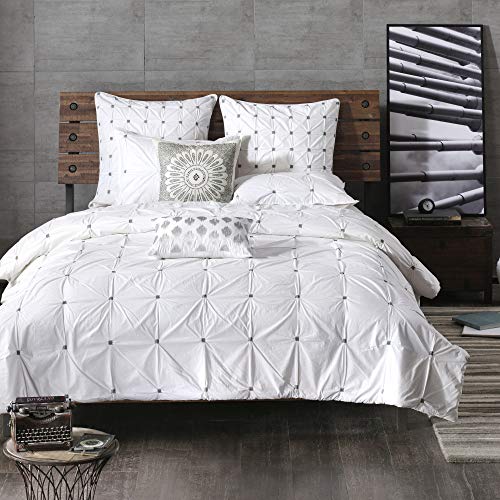 Image of INK+IVY Sofia Mid Century Modern Cotton Square Decorative Pillow Sofa Cushion Lumbar, Back Support, 20 inchx 20 inch, Medallion Embroidery Grey