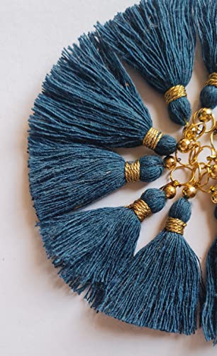 Image of Zippy Flora Micro 1.5 inch Length Cotton Handmade Tassels for Saree /Blouse /Dupatta /DIY /Decor (Pack of 12) (Prussian Blue)