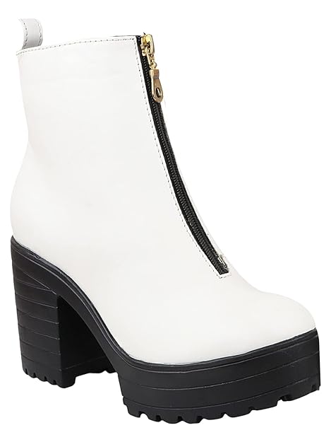 Shoetopia Girls Solid Zipper Block Heeled Boots (WB-0156