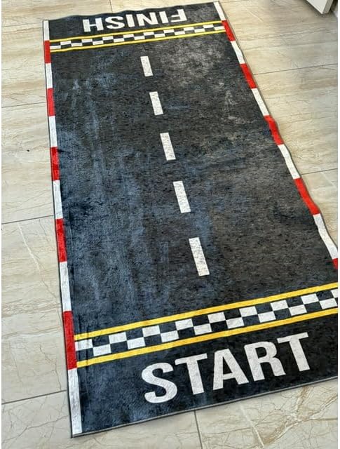 Miniatura 4 de Alfombra de pista de carreras, alfombra para habitación infantil RugRoB1318.0 1.3 x 3 pies Mat15.7x37.4 in