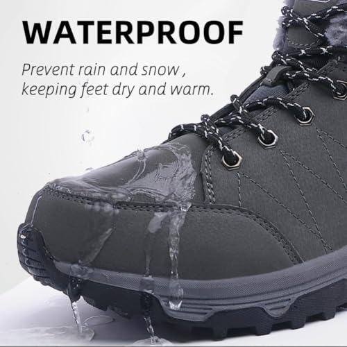 UIKGITP Men Winter Snow Boots Botas de invierno para Hombre Fur Waterproof Walking Backpacking Hiking Shoes4