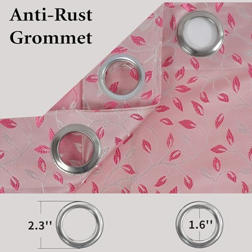 Image of FRESH FROM LOOM Window Floral Blackout Curtains 5 Feet Long,High Tenacity Yarn Polyester Rod Pocket Weaved Premium Screens for Home Office,Prada for Living Room Bedroom,Hypoallergenic(Set of 3,Pink)
