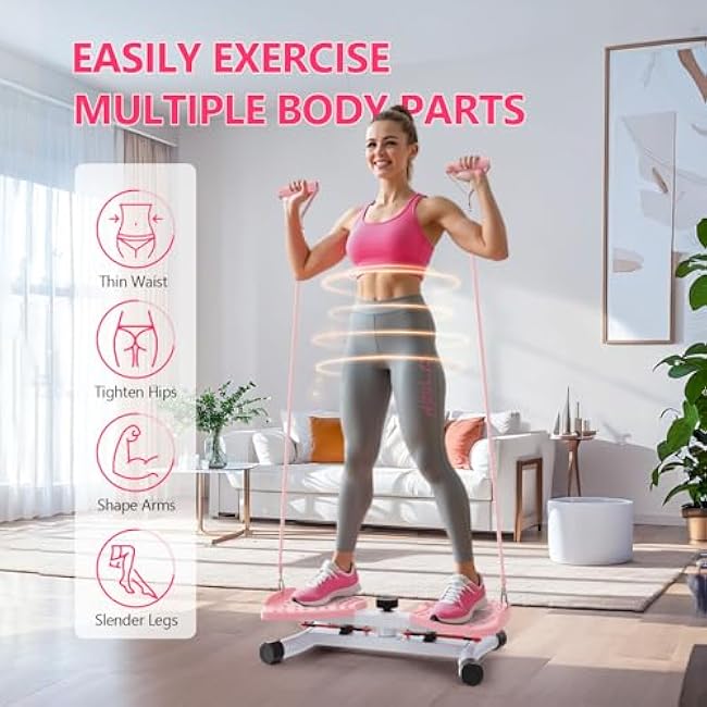Waist Twisting Machine & Ab Twister Machine - 300 lbs Noiseless Waist Twister Board for Core Exercise, Home Gym Fitness Equipment with Resistance Bands (Women/Men)